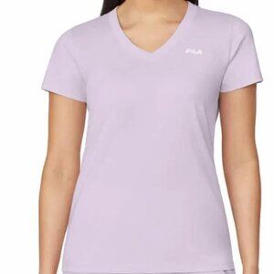 FILA Women's Activewear Cotton V-neck short-sleeved top Lavender, size S NWT